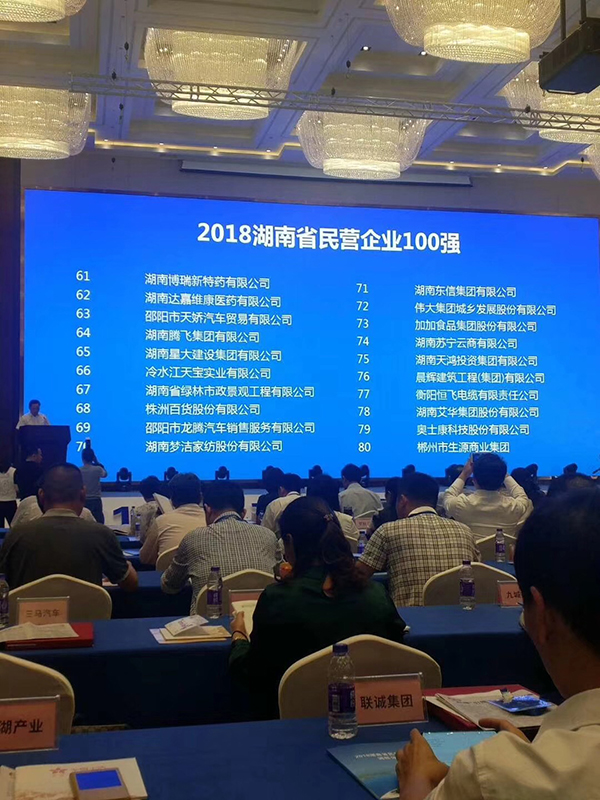 湖南省发布民营企业100强名单，天娇荣膺63位