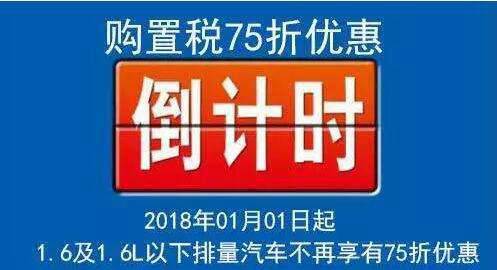 购置税千元优惠倒计时 最后十一天